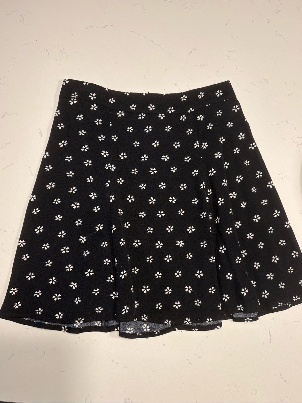 Reformation Flounce Skirt - Black with White Flower Print